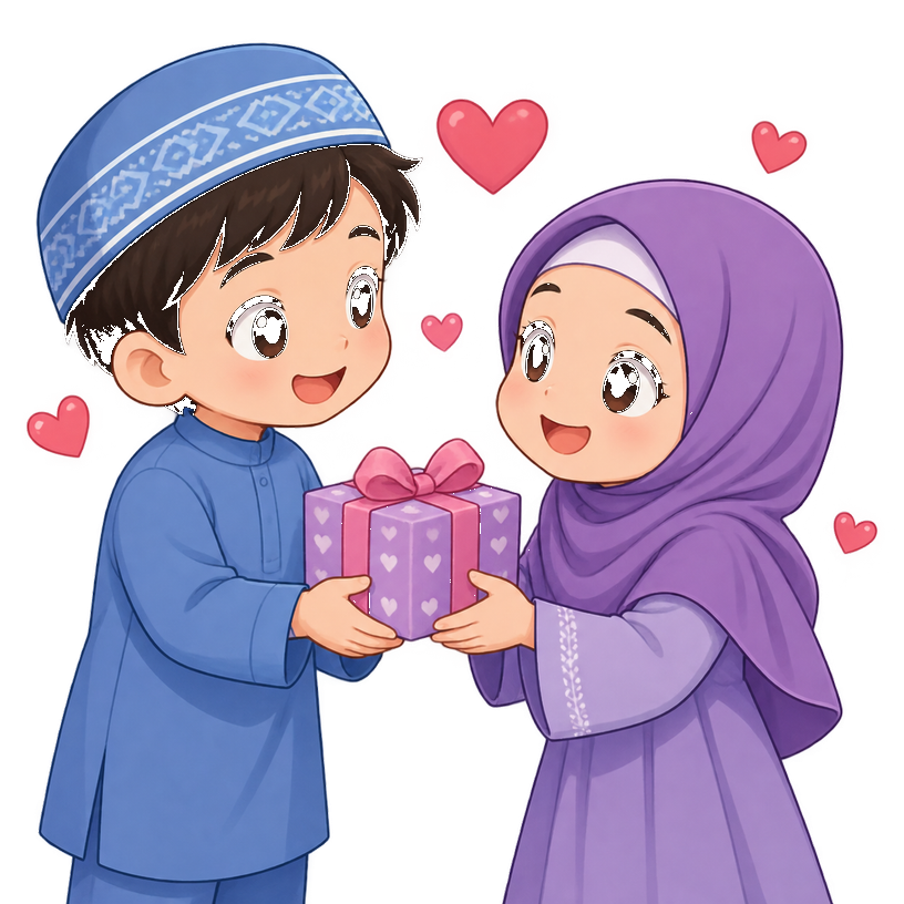 Children sharing a gift
